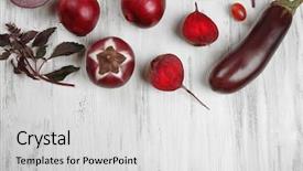  Presentation with vegetables - Audience pleasing slide deck consisting of fruits and vegetables on wooden backdrop and a light gray colored foreground