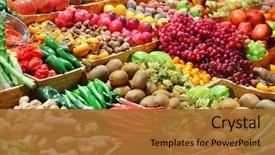  Presentation with market - Colorful slide deck enhanced with fruits and vegetables backdrop and a red colored foreground