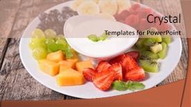  Presentation with dip - PPT layouts enhanced with fruits and yogurt dip background and a coral colored foreground