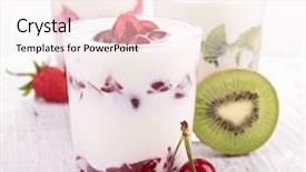  Presentation with yogurt - Amazing presentation theme having fruits and yogurt backdrop and a sky blue colored foreground