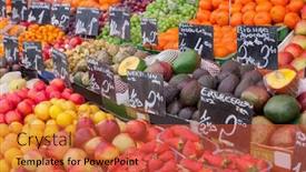 Presentation with market - Amazing presentation having fruits-at-the-market-stall backdrop and a red colored foreground