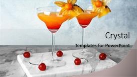  Presentation with nails cocktail - Theme enhanced with fruits bar - glasses with tasty exotic cocktail background and a light gray colored foreground