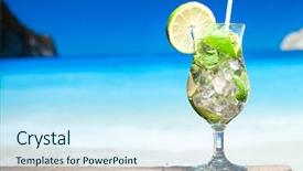  Presentation with lime - Presentation theme enhanced with fruits bar - mojito cocktail with lime background and a cool aqua colored foreground