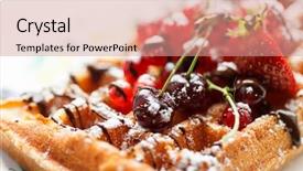  Presentation with waffles - PPT theme with fruits chocolate - belgian waffles with fruit background and a coral colored foreground