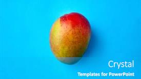  Presentation with fruits mango - Audience pleasing PPT theme consisting of fruits-diet-and-food-concept backdrop and a teal colored foreground