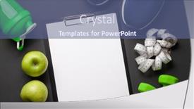  Presentation with goals - Slide set enhanced with fruits-dumbbells-and-blank-sheet background and a ocean colored foreground