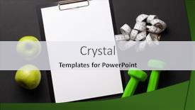  Presentation with goals - Slide set having fruits-dumbbells-and-blank-sheet background and a sky blue colored foreground