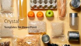  Presentation with apple - Slides featuring fruits-eggs-oranges-apple-conserve background and a yellow colored foreground