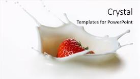  Presentation with milk splashing - Cool new PPT layouts with fruits falling into the milk backdrop and a pink colored foreground