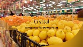  Presentation with food fruits jam - Cool new presentation theme with fruits in a food store backdrop and a gold colored foreground