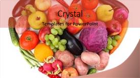  Presentation with fresh fruits vegetables heart - Presentation theme enhanced with fruits in shape of heart background and a red colored foreground