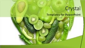  Presentation with fresh fruits vegetables heart - Colorful PPT theme enhanced with fruits in shape of heart backdrop and a yellow colored foreground