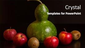  Presentation with fruits - Amazing PPT theme having fruits-on-a-dark-background backdrop and a black colored foreground