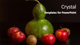  Presentation with fruits - Cool new PPT theme with fruits-on-a-dark-background backdrop and a black colored foreground