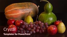  Presentation with fruits - Presentation theme featuring fruits-on-a-dark-background background and a wine colored foreground