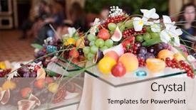  Presentation with banquet - Theme consisting of fruits on banquet table banquet background and a soft green colored foreground