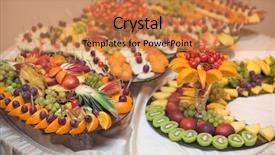  Presentation with banquet - Theme consisting of fruits on banquet table catering background and a coral colored foreground