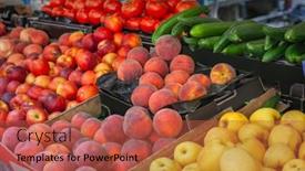  Presentation with fruits on a farm market - Slide set enhanced with fruits-on-the-counter background and a red colored foreground