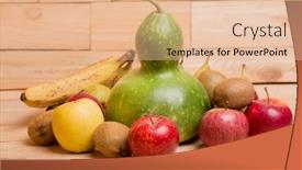  Presentation with fruits - Presentation featuring fruits-on-wooden-table-studio background and a lemonade colored foreground