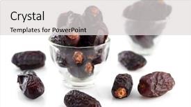  Presentation with dried food - Audience pleasing PPT theme consisting of fruits or kurma ramadan food backdrop and a light gray colored foreground