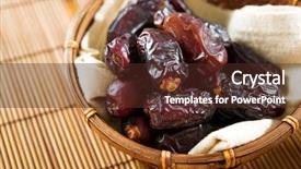  Presentation with fasting month - Presentation theme enhanced with fruits or kurma ramadan food background and a tawny brown colored foreground