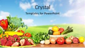  Presentation with blue food - Slides having fruits over blue sky background and a light blue colored foreground