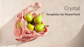  Presentation with reusable - Cool new slide deck with sustainability healthy environment concepts - fruits pears in reusable mesh backdrop and a lemonade colored foreground