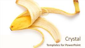  Presentation with banana - Slide set having fruits peels - banana peel background and a cream colored foreground