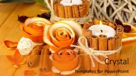  Presentation with dry fruits - Presentation theme consisting of fruits peels - decorative rose from dry orange background and a  colored foreground