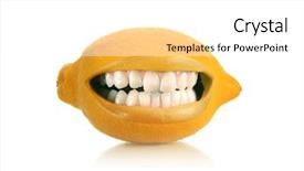  Presentation with blue white and yellow - Slide deck featuring fruits peels - happy yellow lemon on white background and a  colored foreground