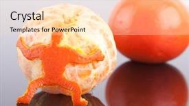  Presentation with mandarin fruits - Theme with fruits peels - strong man of peel holding background and a  colored foreground