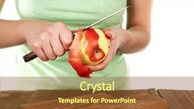  Presentation with apple - Beautiful PPT theme featuring fruits peels - woman hands peeled apple backdrop and a  colored foreground