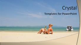  Presentation with doors to beach scene - Presentation design enhanced with fruits pineapple - beach scene naka island thailand background and a  colored foreground