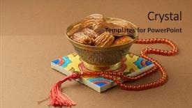  Presentation with metallic - Amazing presentation design having fruits placed along with islami backdrop and a coral colored foreground