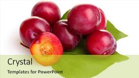  Presentation with fresh water splash green apple isolated white - Slide deck enhanced with fruits plums - fresh currants isolated on white background and a  colored foreground