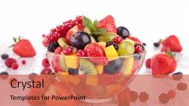  Presentation with salad - Cool new slides with fruits salad backdrop and a coral colored foreground