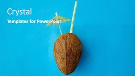  Presentation with blue food - Amazing PPT theme having fruits-summer-and-food-concept backdrop and a teal colored foreground