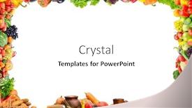  Presentation with white milk - Colorful slides enhanced with fruits vegetables bread milk and other food products in form frame isolated on white background backdrop and a white colored foreground