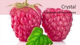  Presentation with green fresh food - Theme having fruits vegetables cultivation - raspberry berries with green leaf background and a  colored foreground