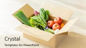  Presentation with fruit and vegetable packaging - Cool new theme with fruits vegetables cultivation - vegetable put in cardboard backdrop and a lemonade colored foreground