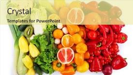  Presentation with fruit vegetable cartoon - Beautiful presentation featuring fruits vegetables herbs - colourful composition of fruit backdrop and a  colored foreground