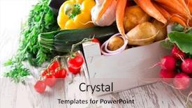  Presentation with herbs - Presentation theme having fruits vegetables herbs - fresh vegetable on wooden background background and a coral colored foreground