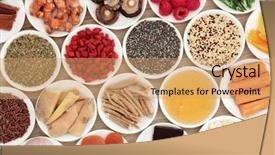  Presentation with thai food dishes - Beautiful slide deck featuring fruits vegetables herbs - health food selection in white backdrop and a coral colored foreground