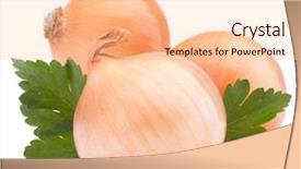  Presentation with green onions and bulb onion - Cool new PPT layouts with fruits vegetables herbs - onion vegetable bulb and parsley backdrop and a  colored foreground
