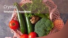  Presentation with plastic waste - Slide deck consisting of fruits-vegetables-in-reusable-mesh background and a coral colored foreground