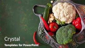  Presentation with plastic waste - Colorful slide deck enhanced with fruits-vegetables-in-reusable-mesh backdrop and a tawny brown colored foreground