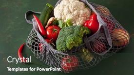  Presentation with plastic waste - Theme with fruits-vegetables-in-reusable-mesh background and a tawny brown colored foreground