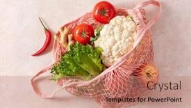  Presentation with plastic waste - Presentation design featuring fruits-vegetables-in-reusable-mesh background and a coral colored foreground