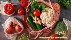 Presentation with plastic waste - Presentation theme having fruits-vegetables-in-reusable-mesh background and a tawny brown colored foreground