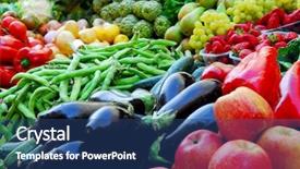  Presentation with fruit vegetable cartoon - Cool new slide set with fruits veggies - fruit and vegetables on boqueria backdrop and a ocean colored foreground